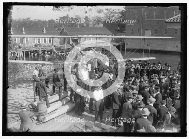Seaplane, demonstration, between 1910 and 1920. Creator: Harris & Ewing.