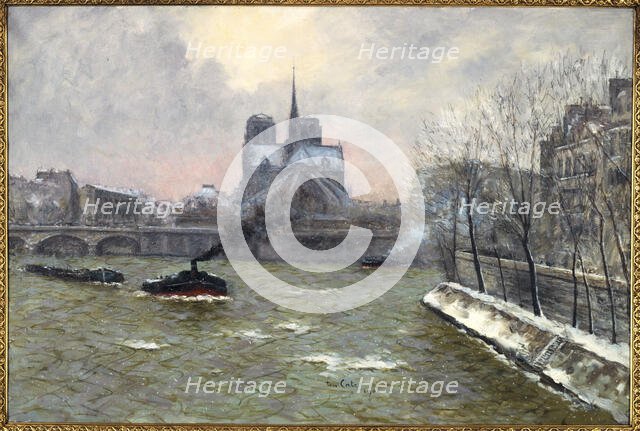 Apse of Notre-Dame, seen from the Pont de la Tournelle, snow effect, 1902. Creator: Siebe Johannes ten Cate.