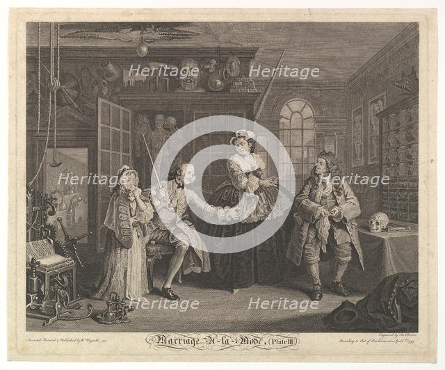 Marriage A-la-Mode, Plate III, April 1745. Creator: Bernard Baron.