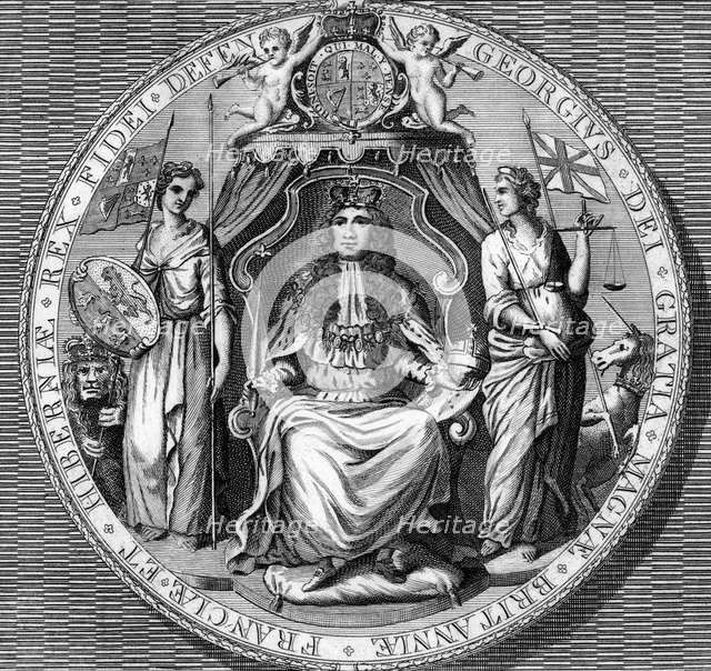 The great seal of King George I. Artist: Vandroit