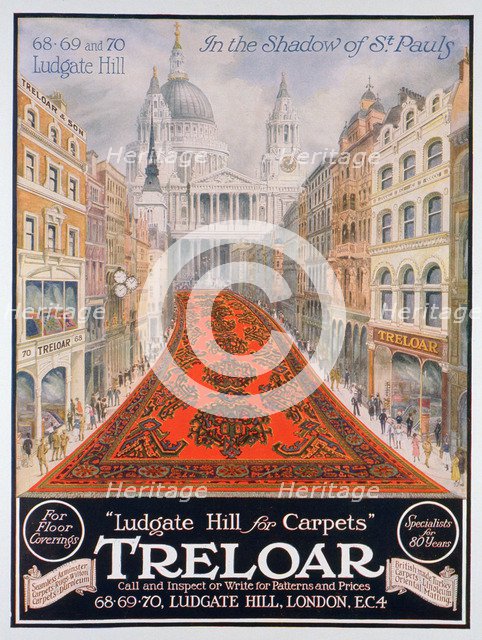Advert for Treloar carpets, 1920. Artist: Unknown