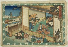 The Village School Scene (Terakoya), from the series "Sugawara's Secrets..., c.1830/44. Creator: Sadahide Utagawa.