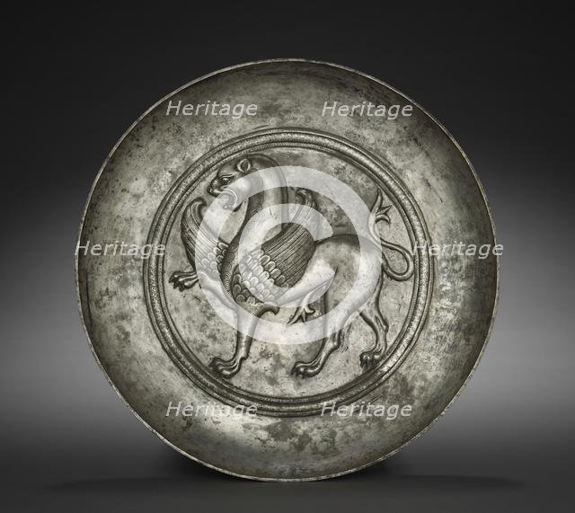 Plate with Winged Griffin, 500s-600s. Creator: Unknown.