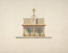 Design for an altar table surmounted by a crucifixion, second half 19th century. Creators: Jules-Edmond-Charles Lachaise, Eugène-Pierre Gourdet.