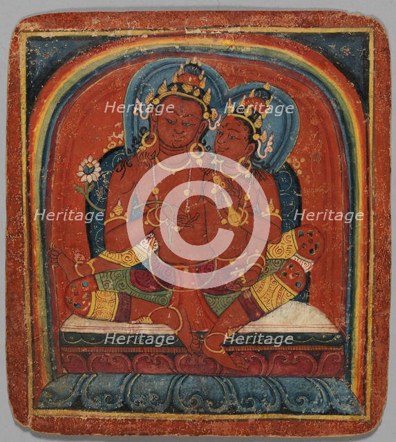 Initiation Card (Tsakalis): Chenresi (Avalokiteshvara), early 15th century. Creator: Unknown.