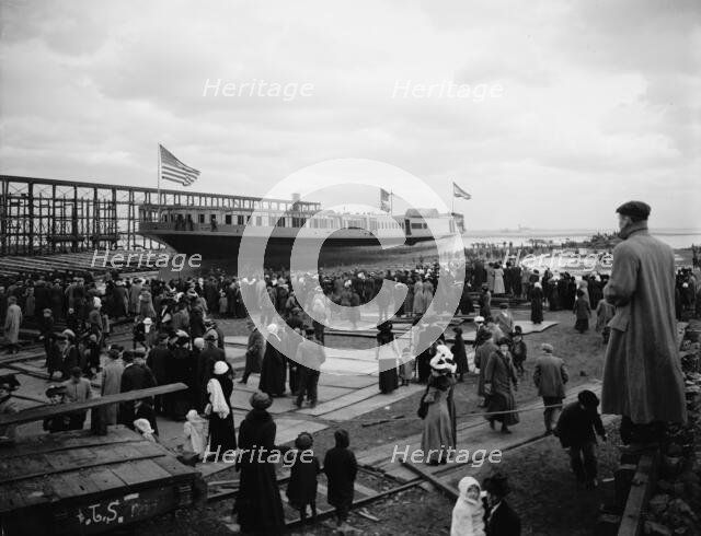 Str. Seeandbee just after the launch, 1912 Nov 9. Creator: William H. Jackson.