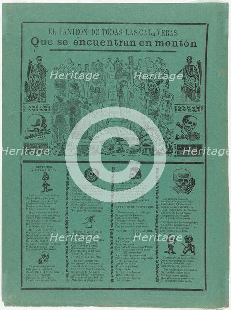 The pantheon of all the skeletons who are eating and drinking in a cemetery (Posada); flan..., 1905. Creator: José Guadalupe Posada.