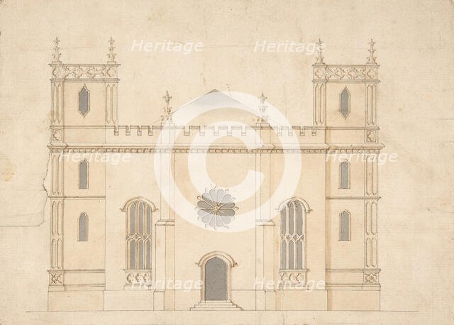 Facade of a Gothic Revival Church, 1745-76. Creator: Attributed to Henry Keene.