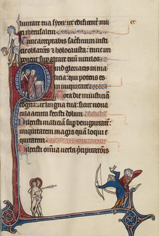 Initial Q: A Priest Stabbed by a Soldier; Bute Psalter, text and illumination about 1285. Creator: Bute Master.