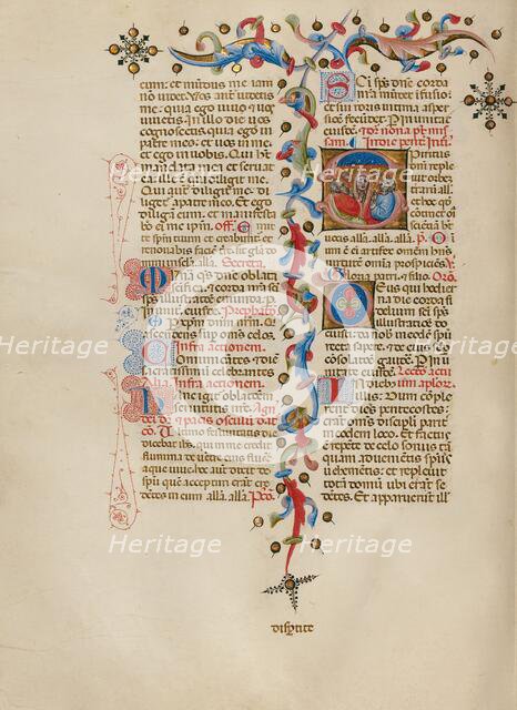 Initial S: Pentecost; Missal, between about 1389 and 1400. Creator: Master of the Brussels Initials.