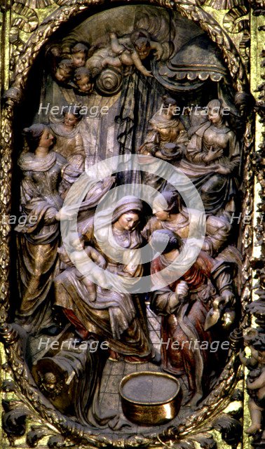 Birth of the Virgin Mary, detail of the altarpiece in the church of Santa María de Arenys de Mar.