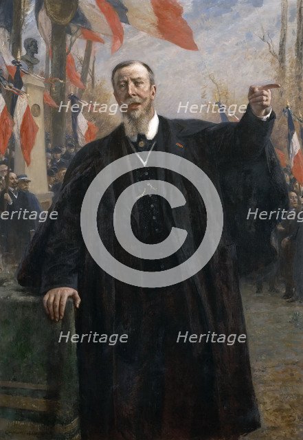 Paul Déroulède (1846-1914) Making a Speech at Bougival, January 1913. Artist: Cormon, Fernand (1845-1924)