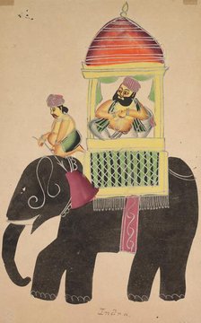 Mahant of Tarakeshwar Rides on an Elephant, 1800s. Creator: Unknown.