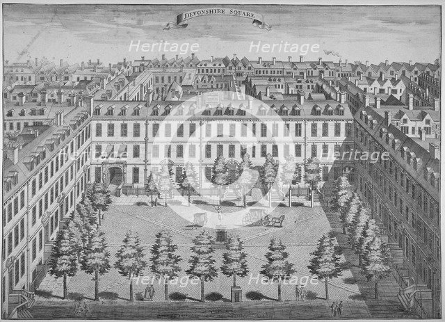 Bird's-eye view of Devonshire Square, City of London, 1740.                                          Artist: Sutton Nicholls