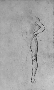 'Study of a Nude Man with his Left Hand on His Hip', c1480 (1945). Artist: Leonardo da Vinci.