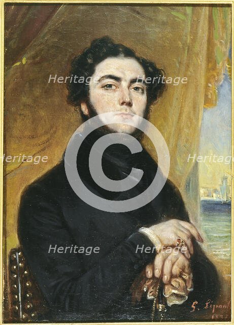 Portrait of Eugène Sue (1804-1857), novelist, 1836. Creator: Francois-Gabriel-Guillaume Lepaulle.