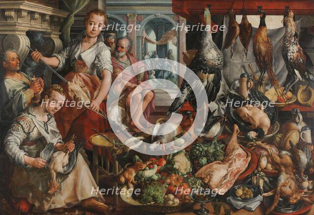 The Well-stocked Kitchen, with Jesus in the House of Martha and Mary in the Background, 1566. Creator: Joachim Bueckelaer.