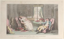 Sleeping Tête à Tête, at a First Visit of Don Luigi's, from "Naples and the Campag..., June 1, 1815. Creator: Thomas Rowlandson.