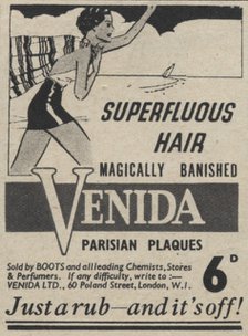 Venida Parisian Plaques superfluous hair remover, 1939. Artist: Unknown