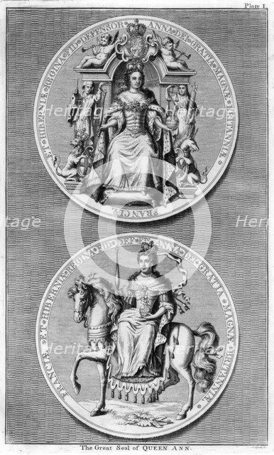 The great seal of Queen Anne of Great Britain.Artist: J Mynde