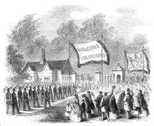 The Review of Lancashire Rifle Volunteers in Knowsley Park - Huyton Lodge Volunteers..., 1860. Creator: Unknown.
