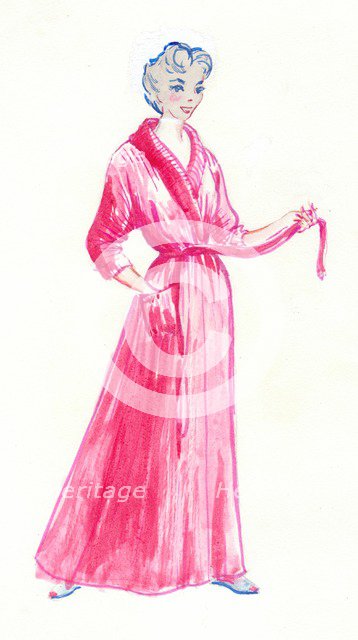 Woman in pink dressing gown, c1950. Creator: Shirley Markham.