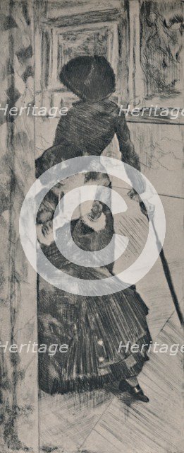 'Mary Cassatt in the Louvre', c.1880, (1946). Artist: Edgar Degas.