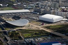 Velodrome, Basketball Arena and Olympic Village, Queen Elizabeth Olympic Park, London, 2012. Artist: Damian Grady.