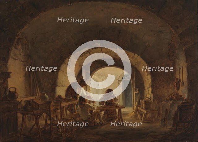 In the Ruins of the Marcellus Theatre, 1820. Creator: Alexander Lauréus.