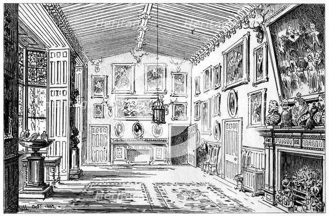 The great hall of Charlecote Park, Warwickshire, 1885.Artist: Edward Hull