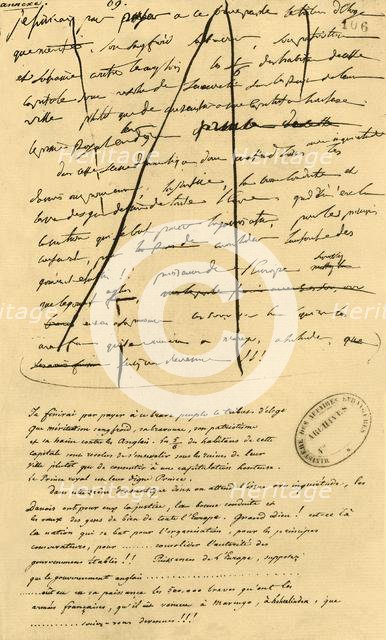 Rough draft of text for inclusion in "Le Moniteur Universel", 16 April 1801, (1921). Creator: Napoleon Bonaparte I.