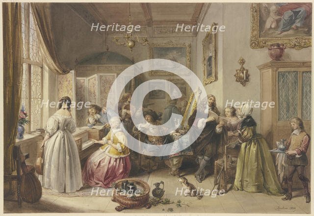 Gerhard Terborg visiting his niece, 1839. Creator: Jean-Baptiste Madou.