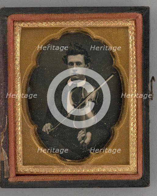 Untitled (Portrait of a Man Holding a Violin), 1858. Creator: Unknown.