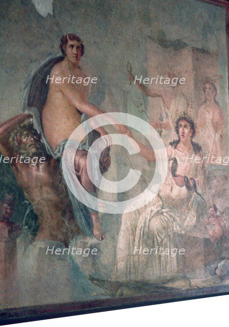 Roman wall-painting of Io being received by Isis. Creator: Unknown.