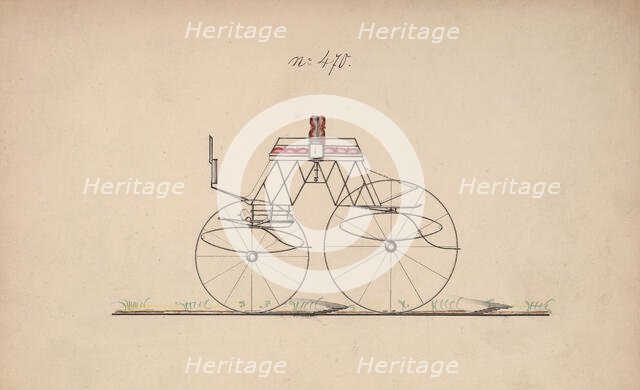 Design for 4 seat Phaeton, no top, no. 470, 1850-70. Creator: Brewster & Co.