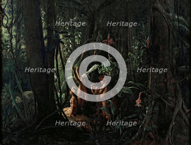 Amazonian Indians Worshiping the Sun God, ca 1860. Creator: Biard, François-August (1798-1882).