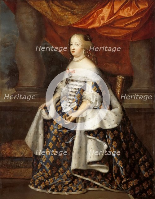 Portrait of Maria Theresa of Spain (1638-1683) as Queen of France. Artist: Beaubrun, Henri (1603-1677)