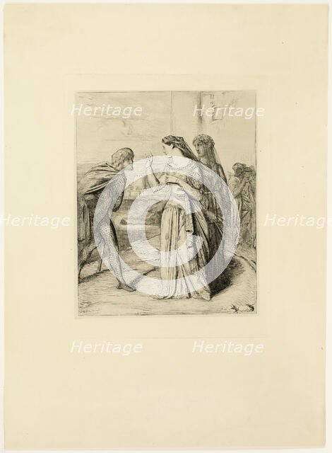 Therefore be merry, Cassio, plate six from Othello, 1844. Creator: Theodore Chasseriau.