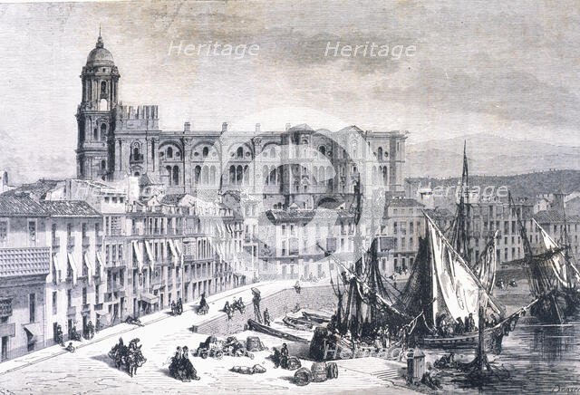 View of the Port of Malaga, 1875.  Creator: DORE, Gustavo (1832 - 1883).