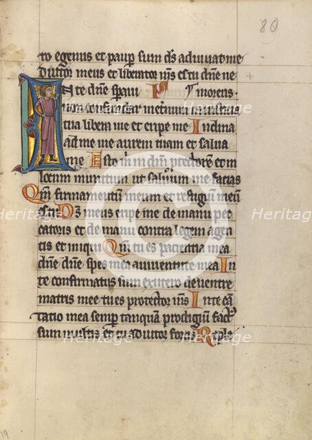 Initial I: A Standing Man; Psalter, about 1240-1250. Creator: Unknown.