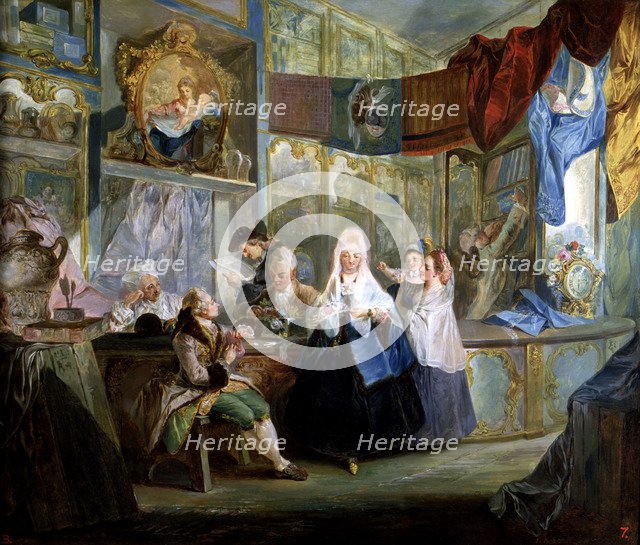  'The silk shop', oil on canvas by Luis Paret y Alcazar.
