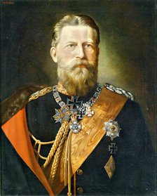 Portrait of Emperor Frederick III (1831-1888), King of Prussia in field marshal uniform, c 1888. Creator: Pfüller, Minna (1824-1907).