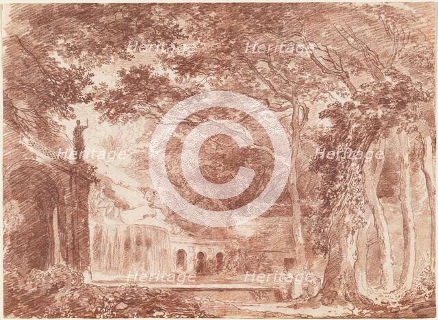 The Oval Fountain in the Gardens of the Villa d'Este, Tivoli, 1760. Creator: Hubert Robert.