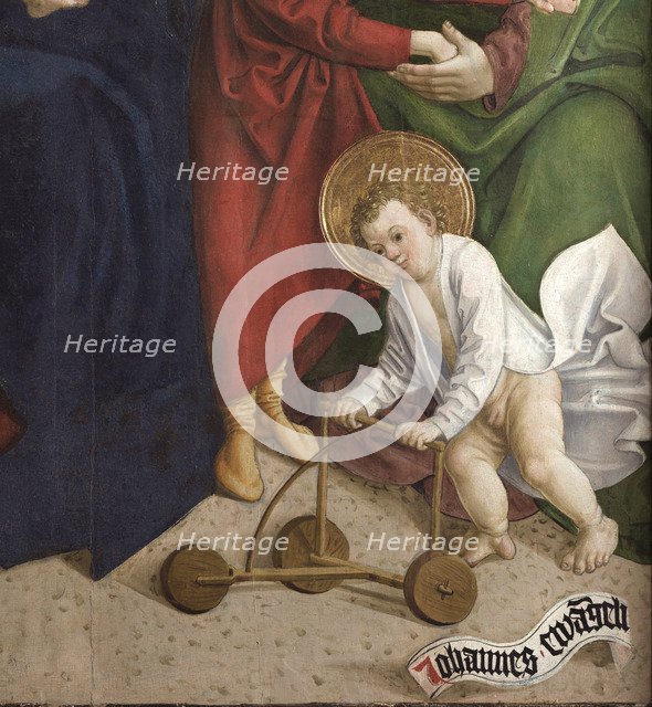 The Holy Kinship. Detail: The infant John the Baptist with a baby walker, 1510.