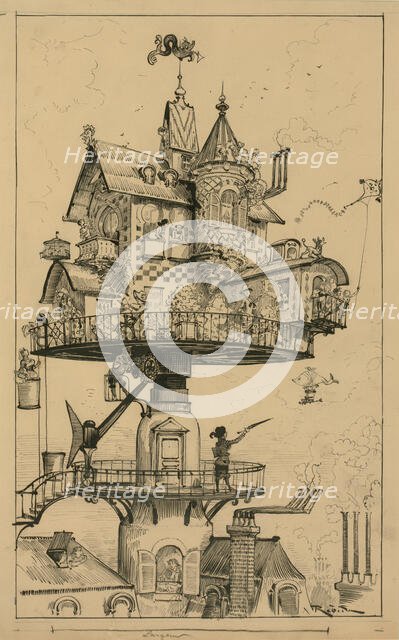 Illustration for "Le Vingtième Siècle" by Albert Robida, 1883. Creator: Robida, Albert (1848-1926).