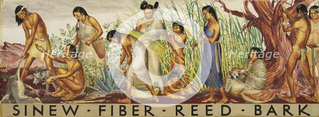 Sinew, Fiber, Reed, Bark (mural study), ca. 1933-1943. Creator: Unknown.