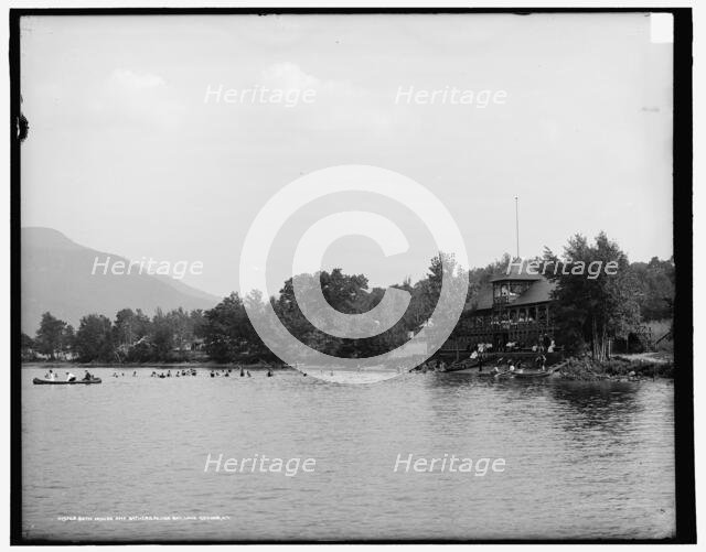 Bath house and bathers, Silver Bay, Lake George, N.Y., c1906. Creator: Unknown.