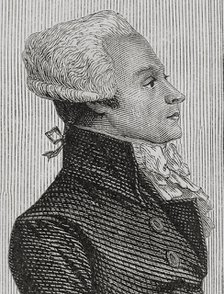 French Revolution: Portrait of Robespierre speaking in Convention, 1876.  Creator: Adolphe François Pannemaker.