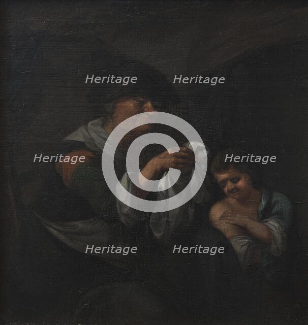 Old Lady Inspecting a Boy's Linen, 1748-1800. Creator: Unknown.