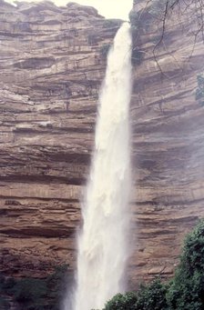 Waterfall after rain, Bandiagara Escarpment, Pays Dogon, Mali, 1990. Creator: Amanda Waite.